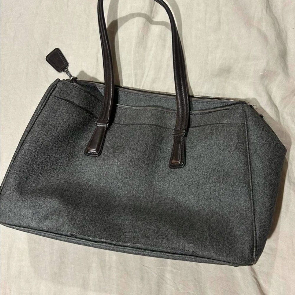 TUMI Gray Women's Tote Bag w/ brown straps
